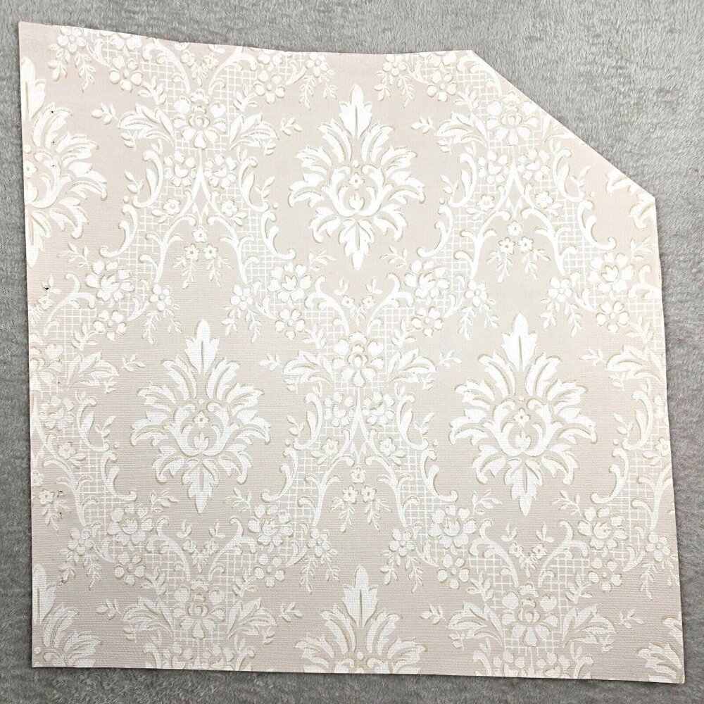 Vintage Wallpaper Sample Sheet Demask French Country Cottagecore Craft Dollhouse